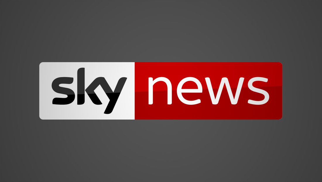 Sky News logo with red and white background