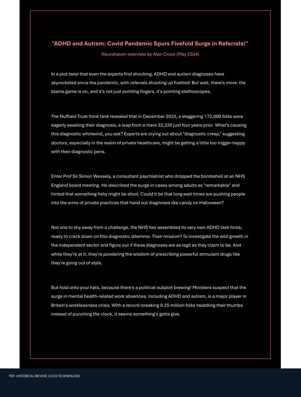 First-page preview of PDF: ADHD and Autism 5 fold increase