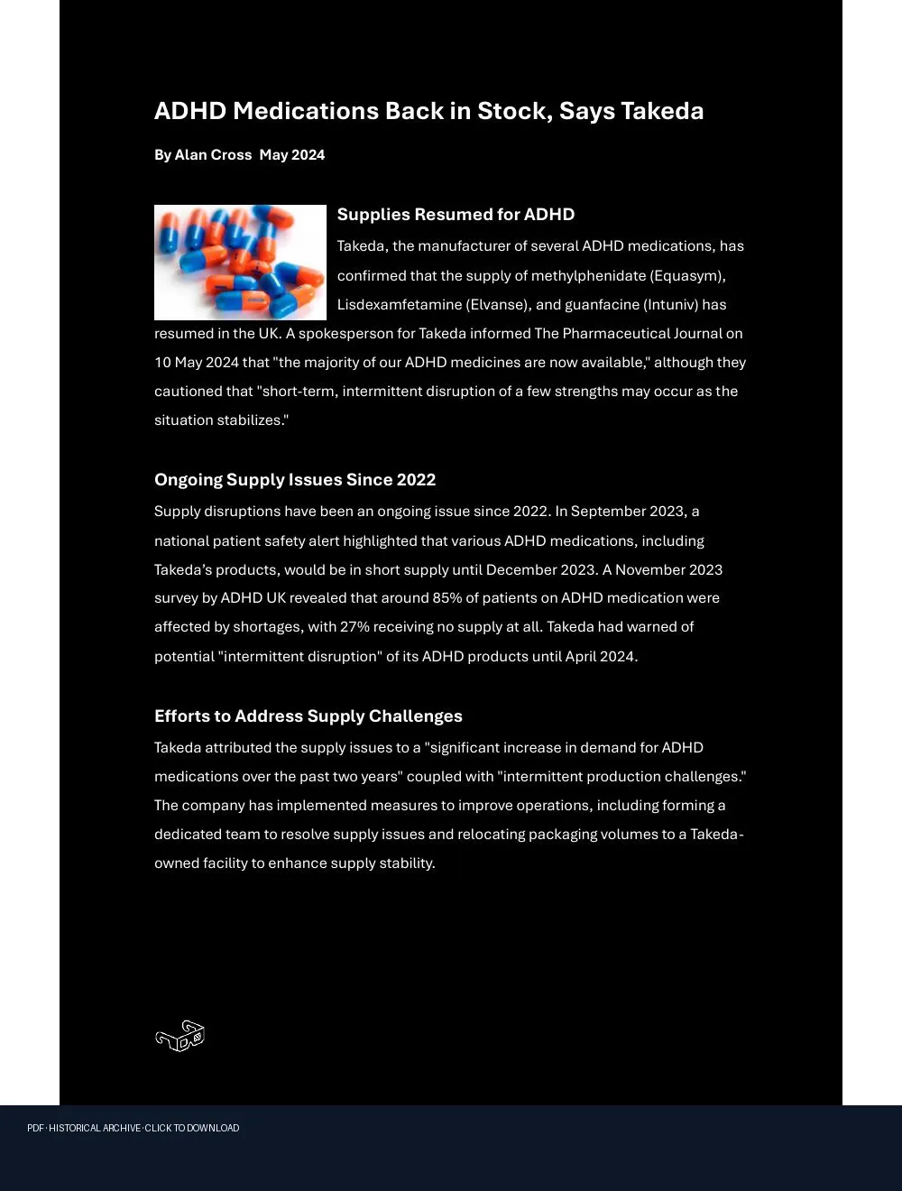 First-page preview of PDF: ADHD Medications Back in Stock