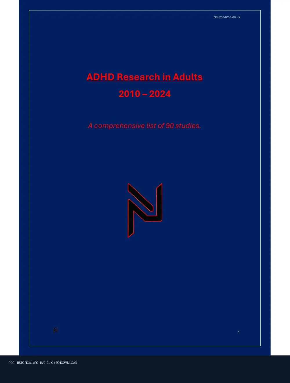 First-page preview of PDF: ADHD RESEARCH a comprehensive list