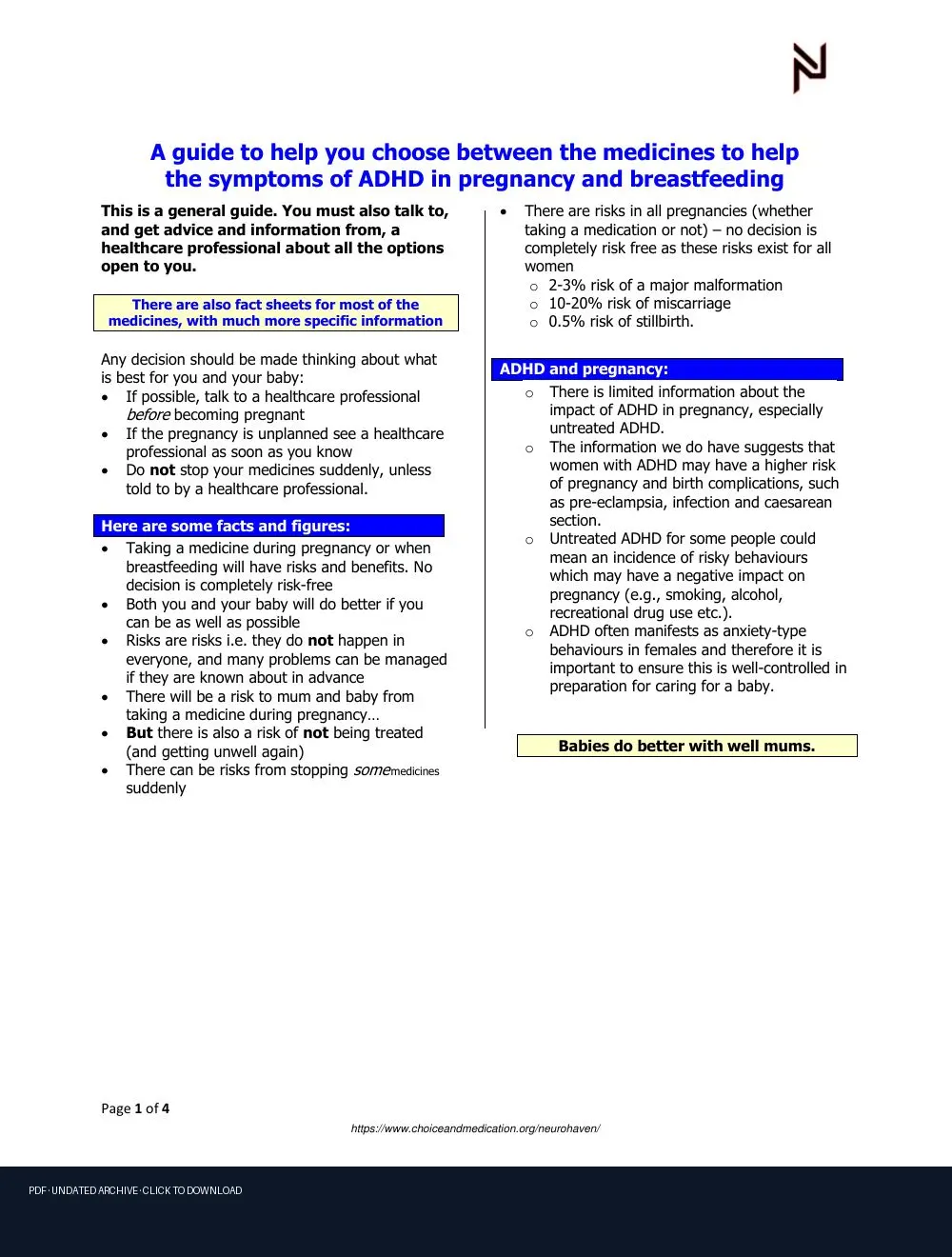 First-page preview of PDF: handyfactsheetperinatalhcadhduk 9szs