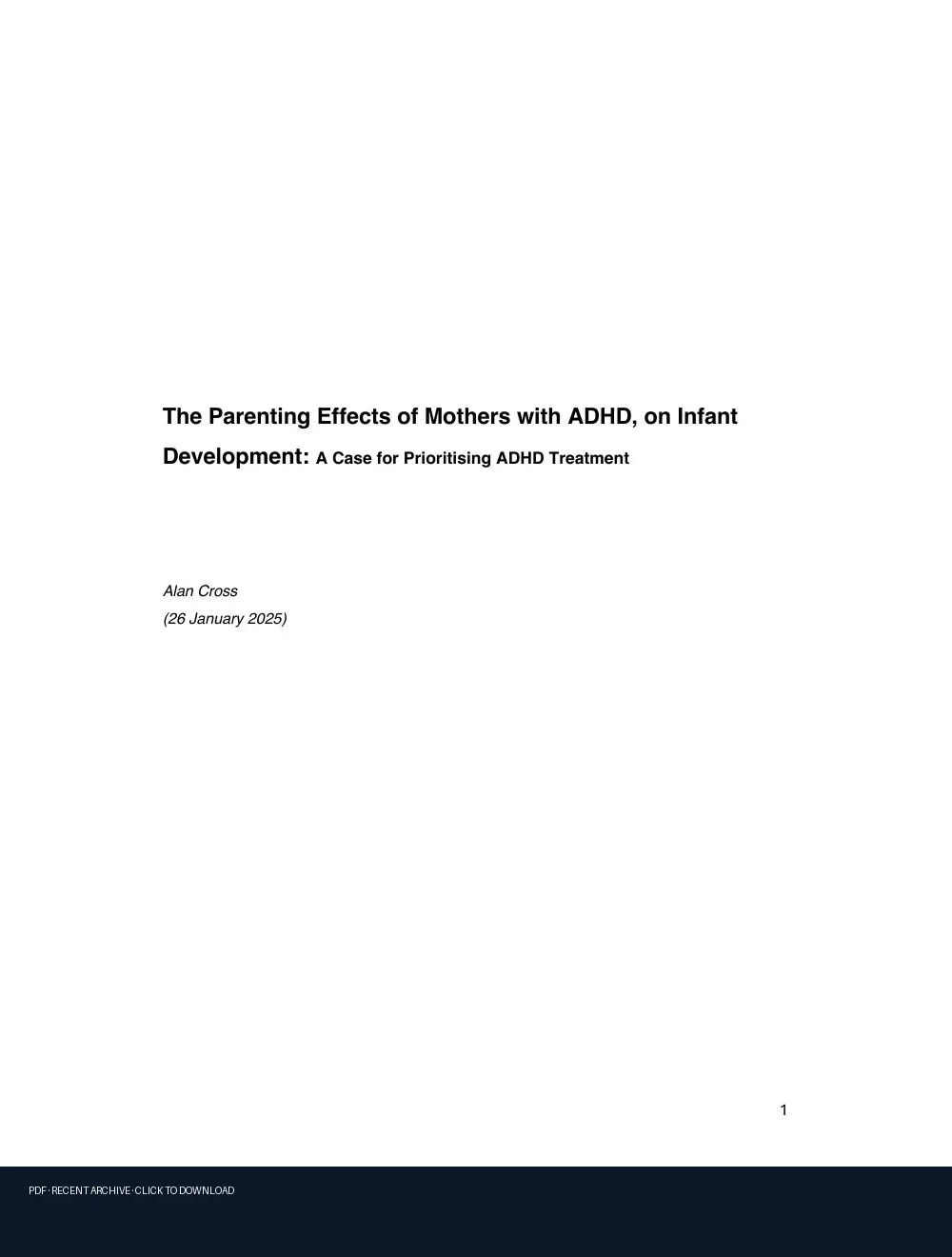First-page preview of PDF: Microsoft Word - The Parenting Effects of Mothers with ADHD.docx