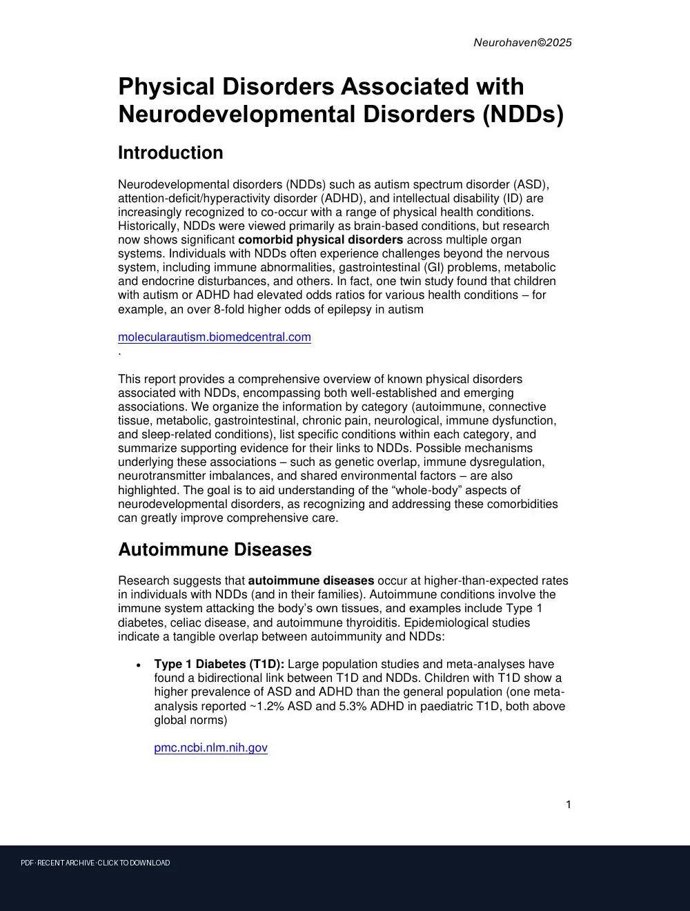 First-page preview of PDF: Physical Disorders Associated with Neurodevelopmental Disorders